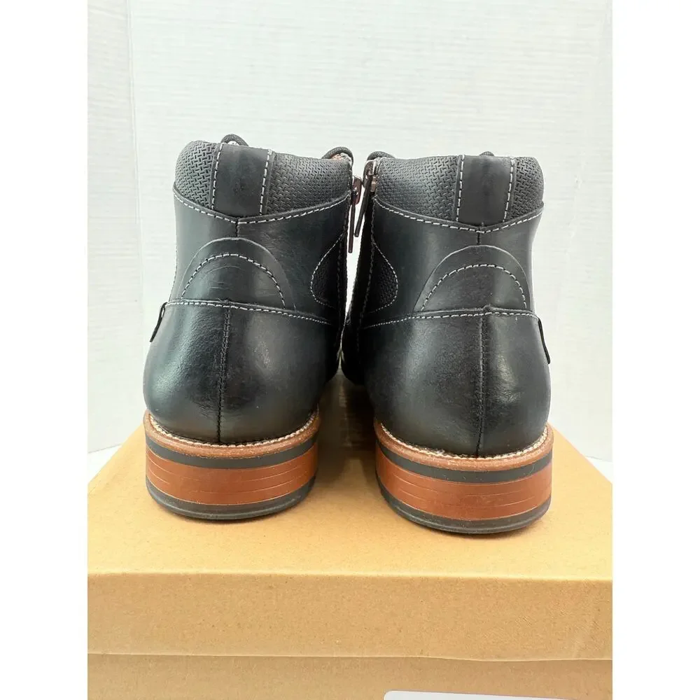Steve Madden Jotting Mens Size 11.5 Black Leather Cap Toe Ankle Boots‎ Zipper